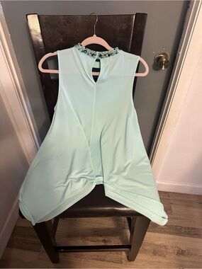 Jennifer Lopez Mint Jeweled Neckline Sleeveless Top